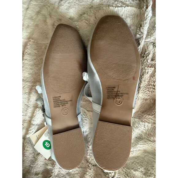 NWT A New DayFloral Mesh Ballet Flats Mint Green White Daisies Rhinestone 10 - Picture 6 of 14